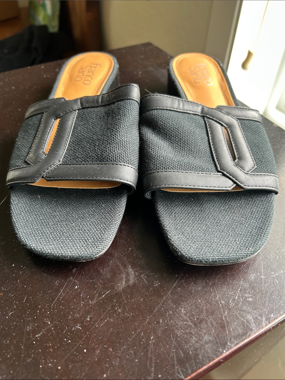 Franco Sarto black slipons size 8